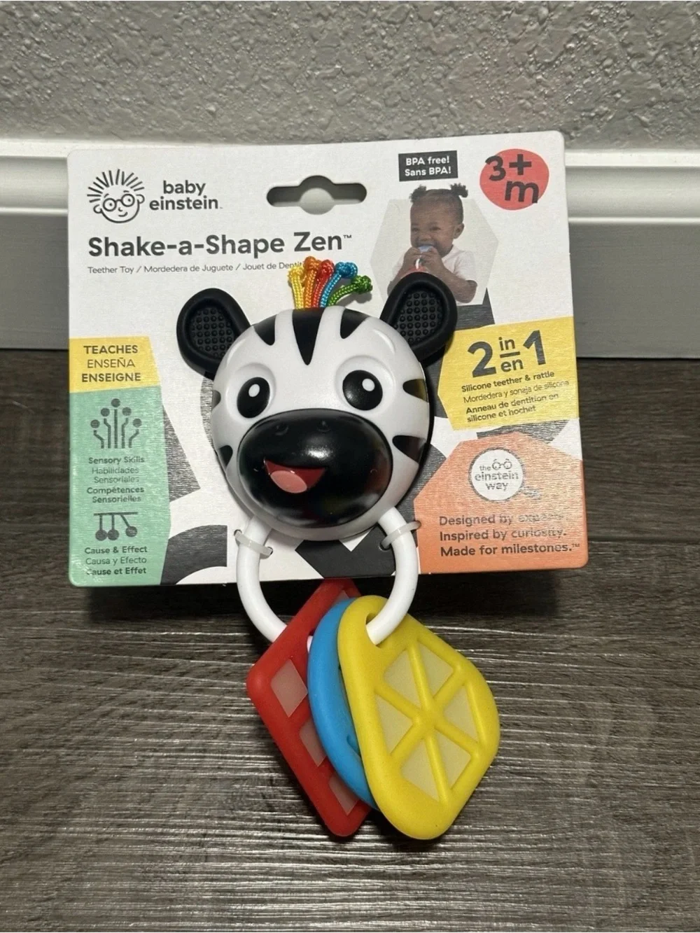 Cute Zebra Teether Rattle for Babies - White & Black